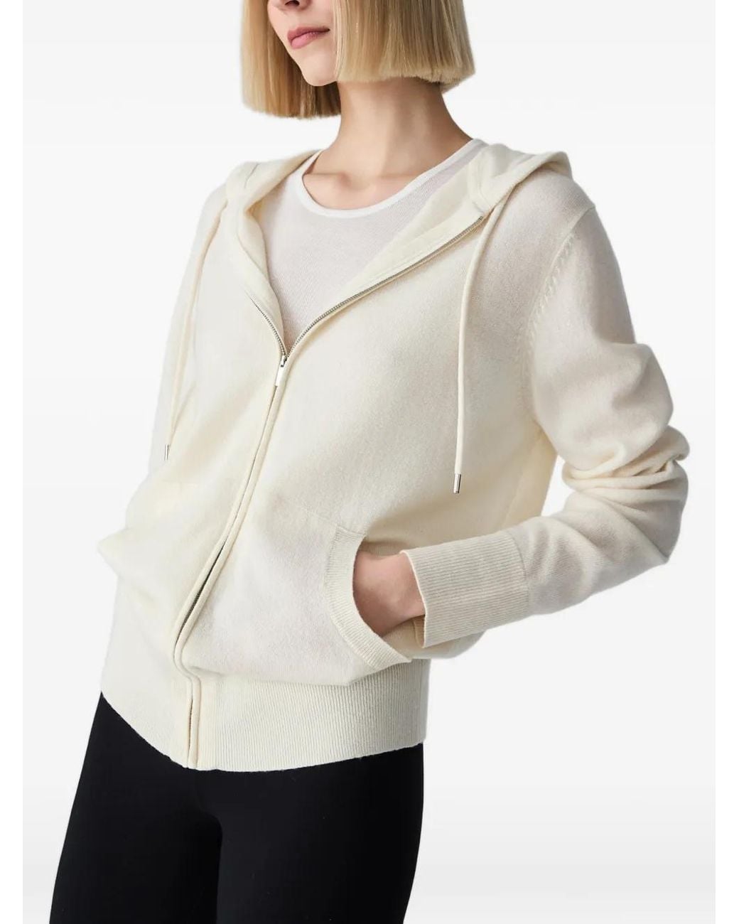 Vera Wang White Heidi Knitted Zip-Up Hoodie
