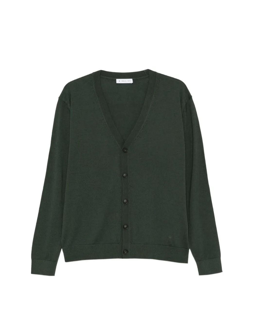 Manuel Ritz Green Button-Up V-Neck Cardigan for men