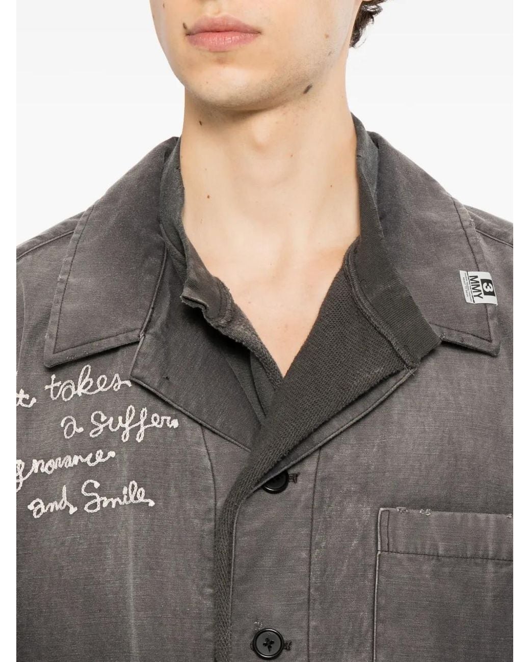 Maison Mihara Yasuhiro Black Sweat Layered Work Shirt for men