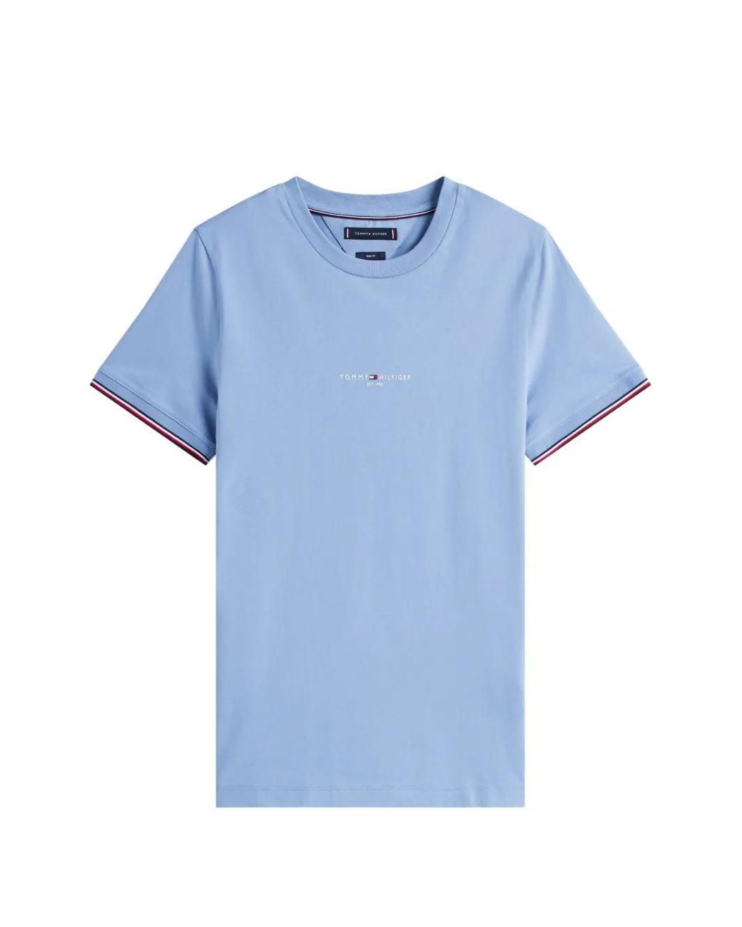 Tommy Hilfiger Blue Logo-Embroidered Tipped T-Shirt for men