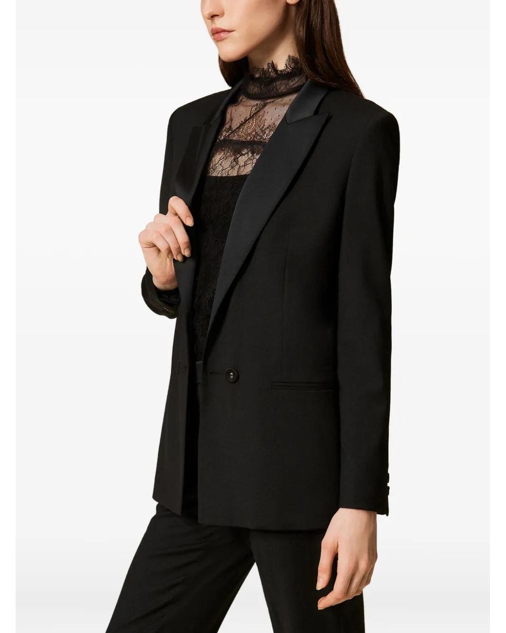 Twinset Black Long-Sleeve Double-Breasted Blazer