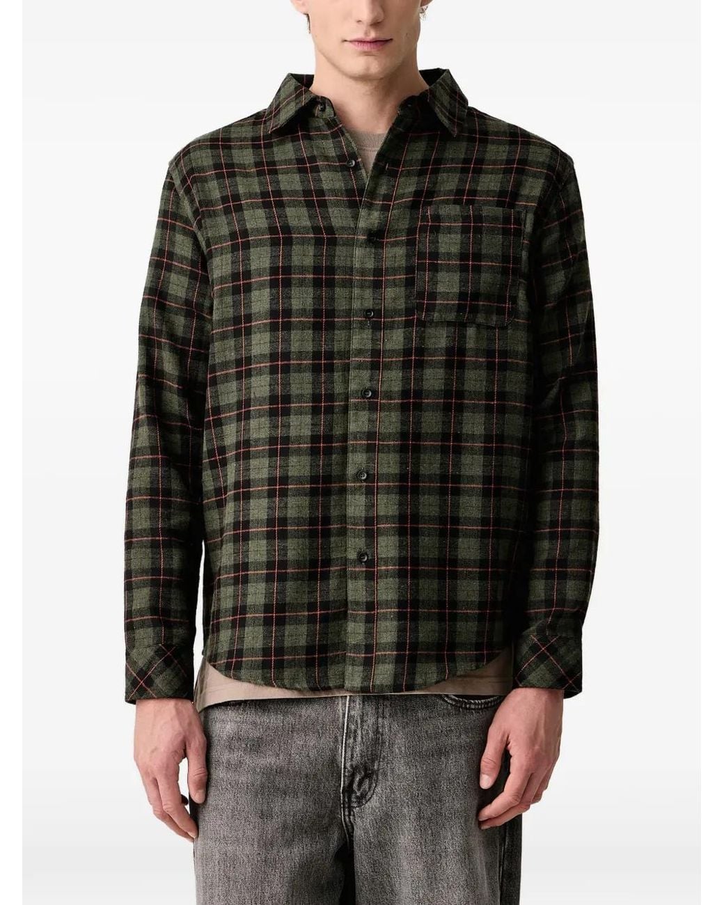 Hurley Black Check-Pattern Chest-Pocket Shirt for men