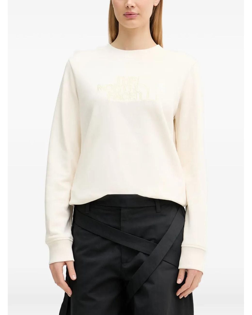 The North Face White Light Drew Peak Logo-Embroidered Sweatshirt