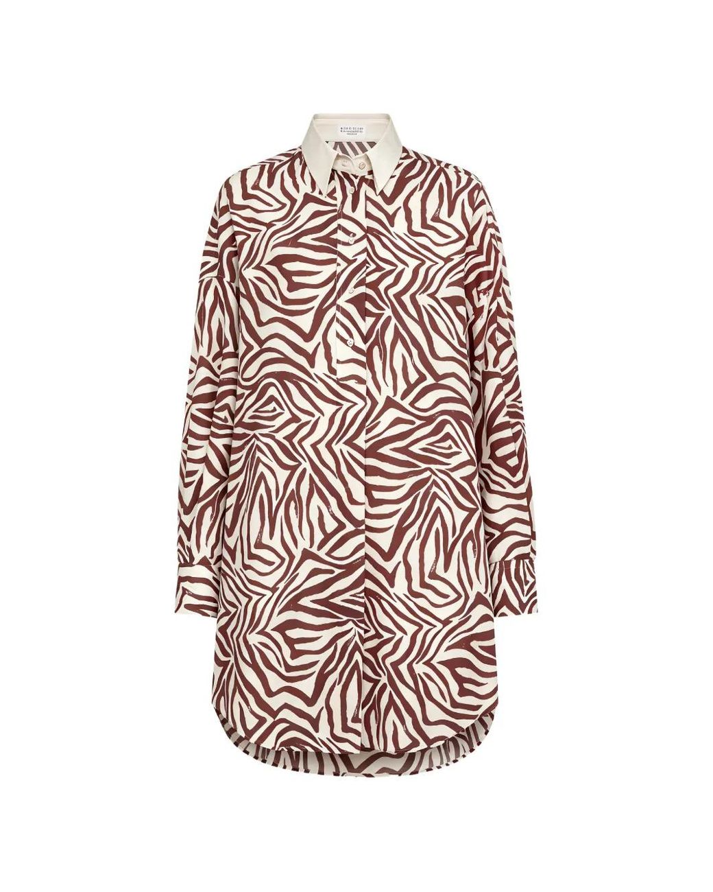 Brunello Cucinelli White Zebra-Print Shirt Mini Dress