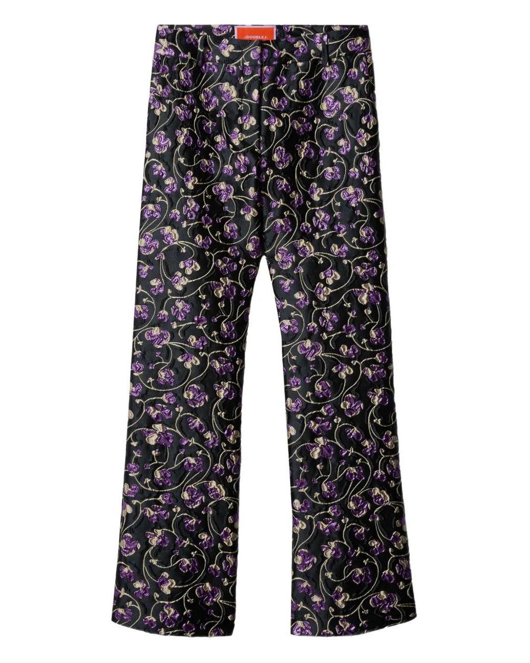 LaDoubleJ Gray 24/7 Floral Trousers