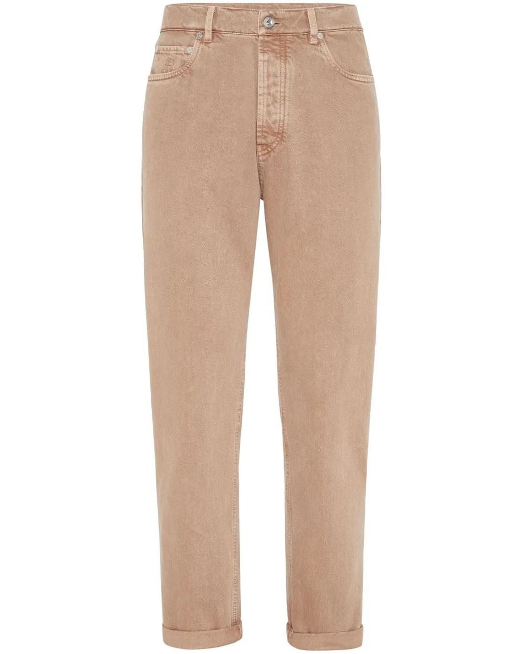 Brunello Cucinelli Natural Logo-patch Tapered Jeans for men