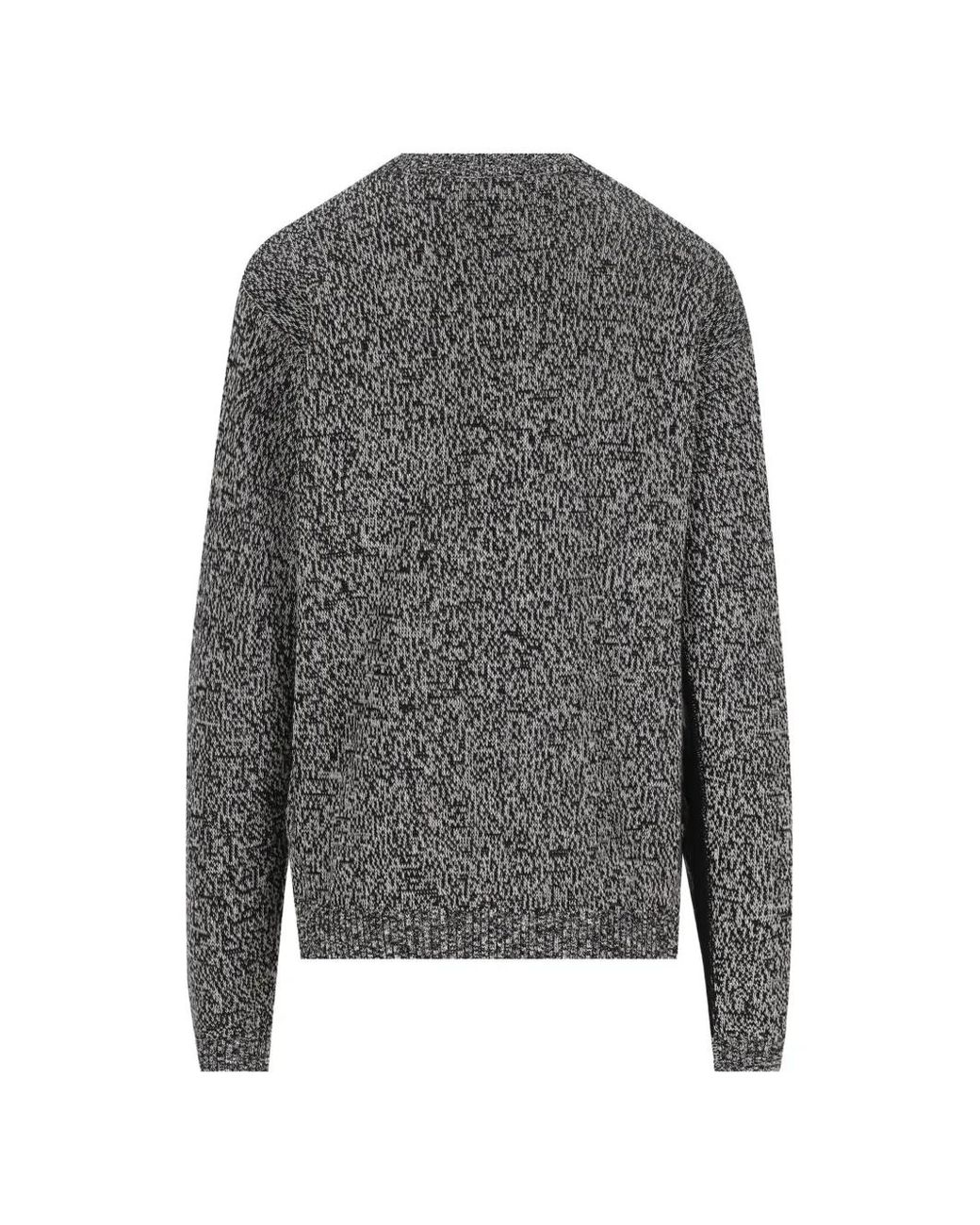 Valentino Garavani Gray Cotton And Mouliné Wool Sweater With Panther Jacquard for men