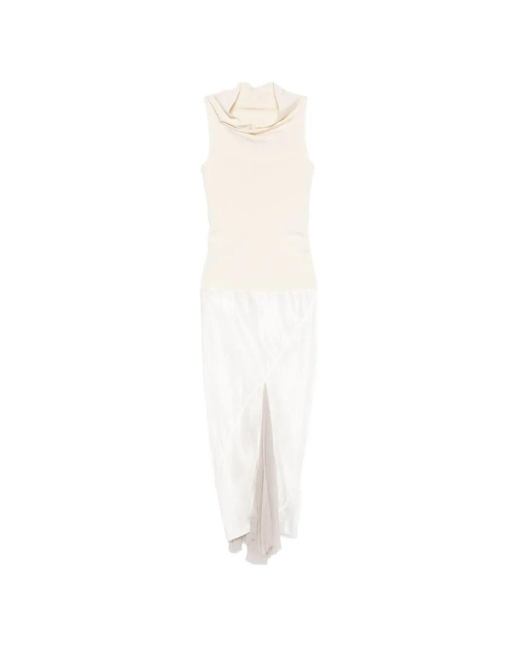 Rick Owens White Asymmetric-Neck Midi Dress