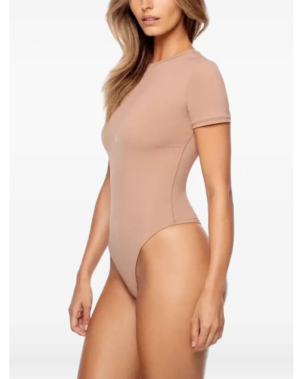 GOD SAVES QUEENS Natural Logo-Print Short-Sleeve Bodysuit