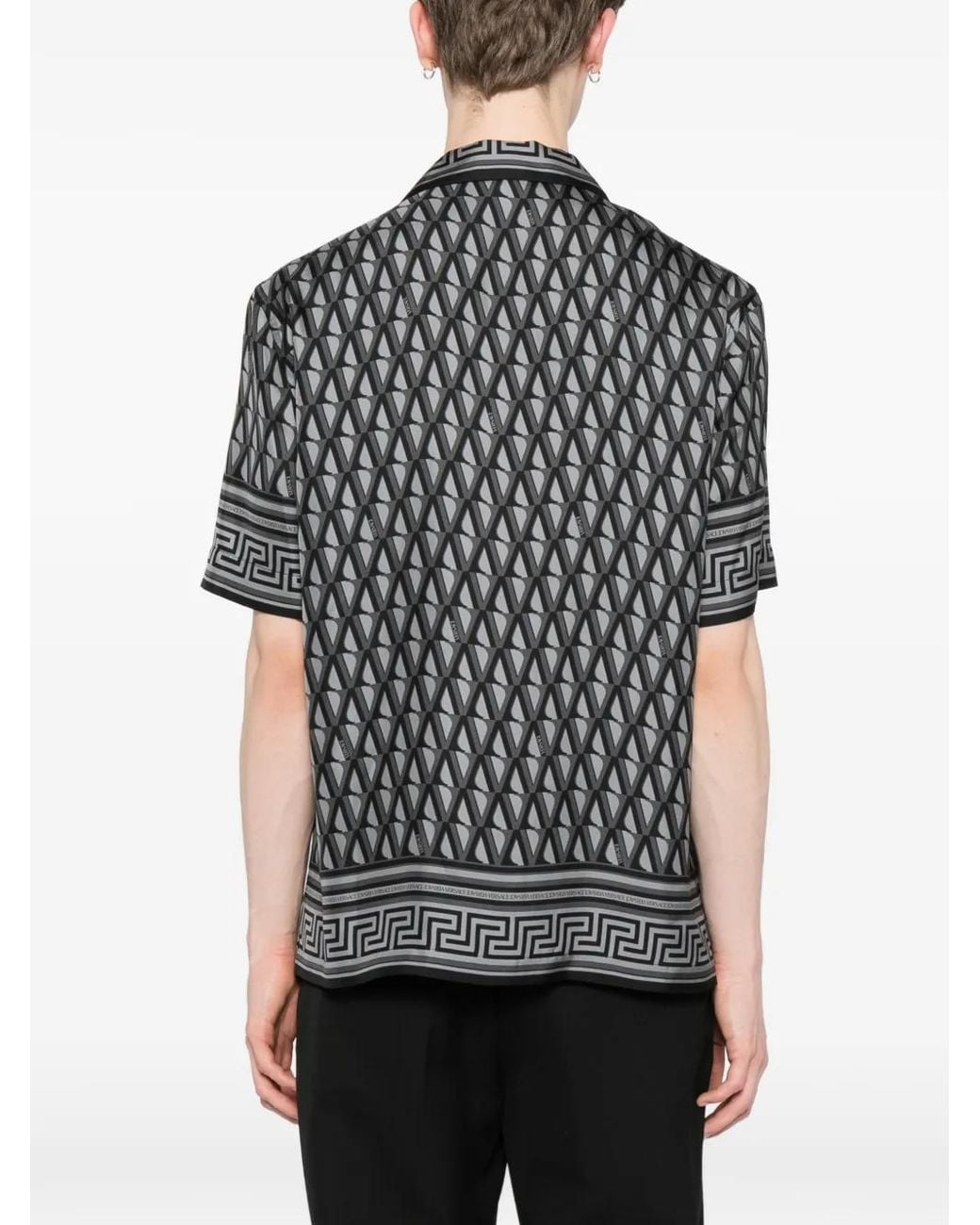 Versace Black Chemise À Imprimé V-Greca for men