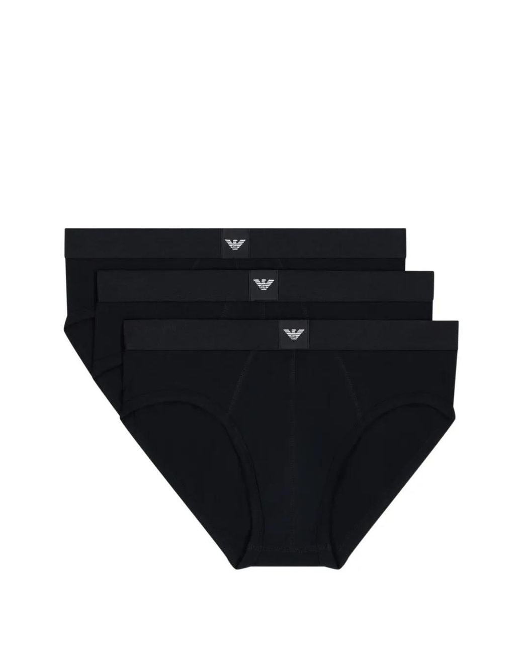 EA7 Black Logo-Patch Briefs (Set Of Three) for men