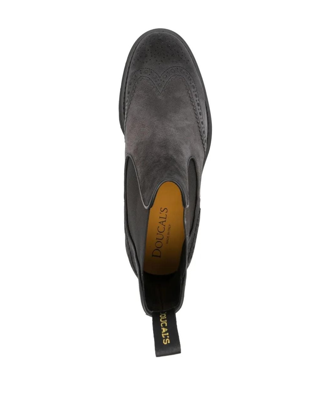 Doucal's Black Brogue-Trim Ankle Boots for men