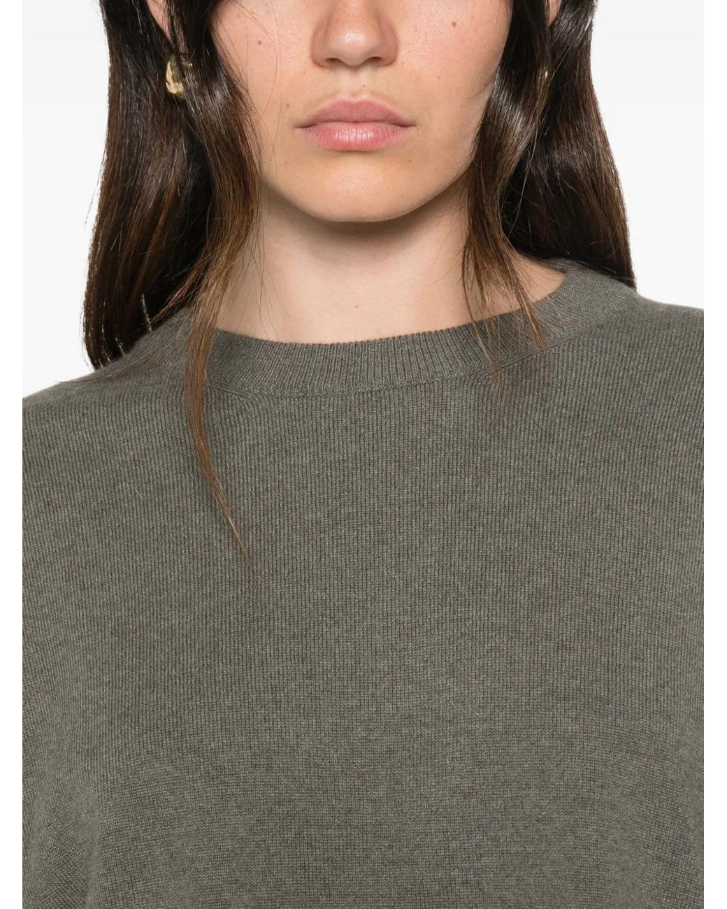 Brunello Cucinelli Green Crew-Neck Drop-Shoulder Sweater