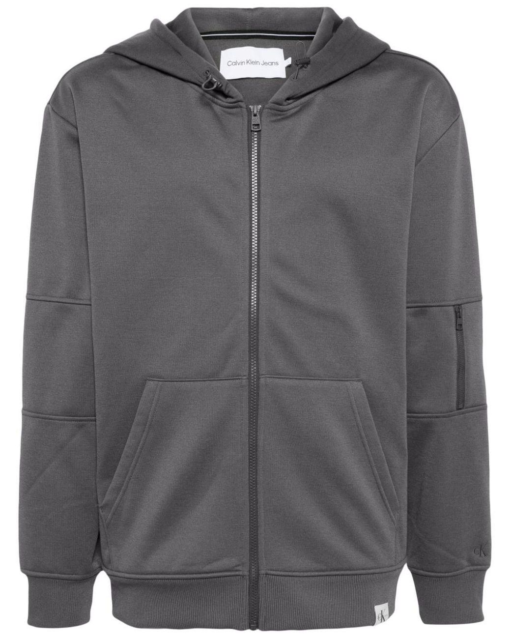 Calvin Klein Woven Tab Zip Up Track Jacket in Gray for Men Lyst
