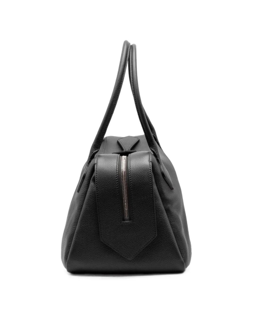 MINOBOSSI Black Medium Adele Grained Leather Tote Bag
