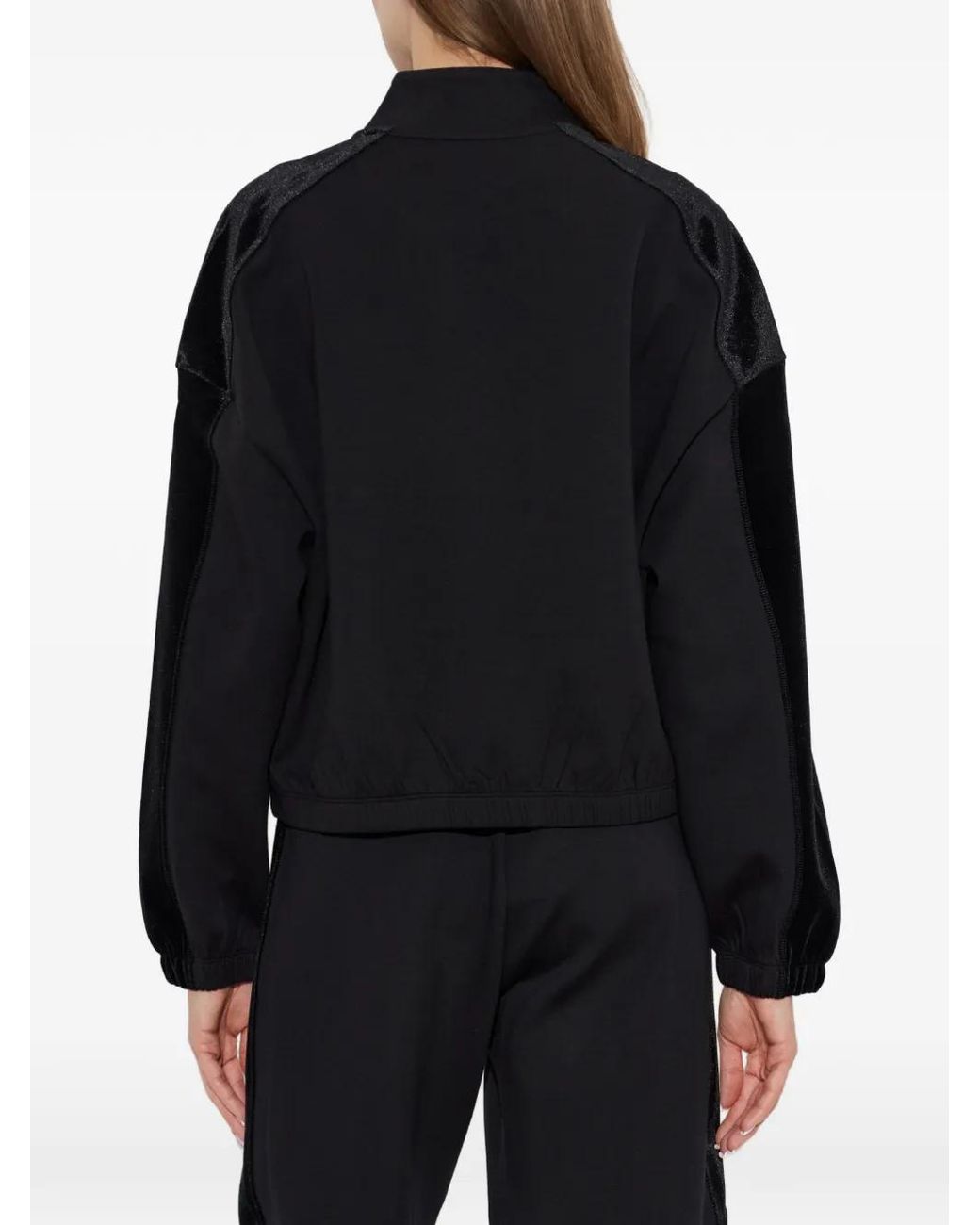 Emporio Armani Black Double Jersey Blouson With Chenille Tape Travel Essential
