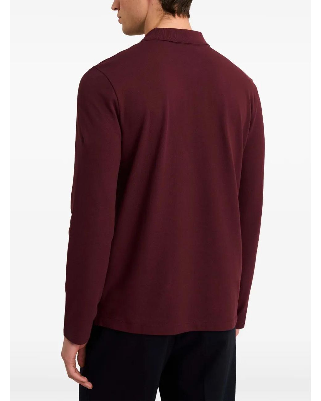 Pringle of Scotland Red Long-Sleeve Pique Polo Shirt for men