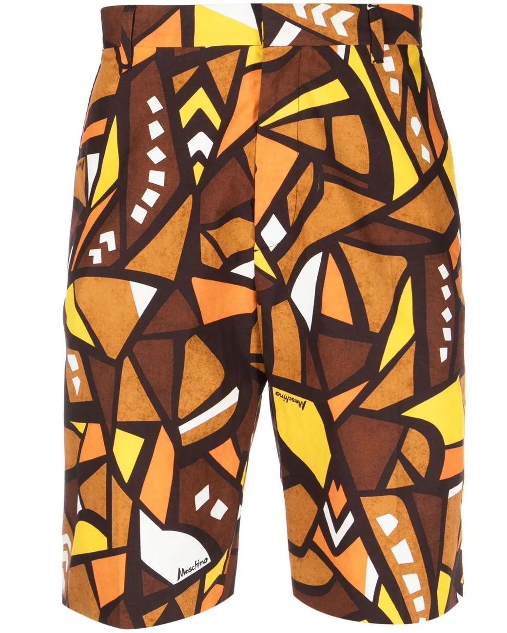 Moschino Orange Mosaic-Print Tailored Shorts for men