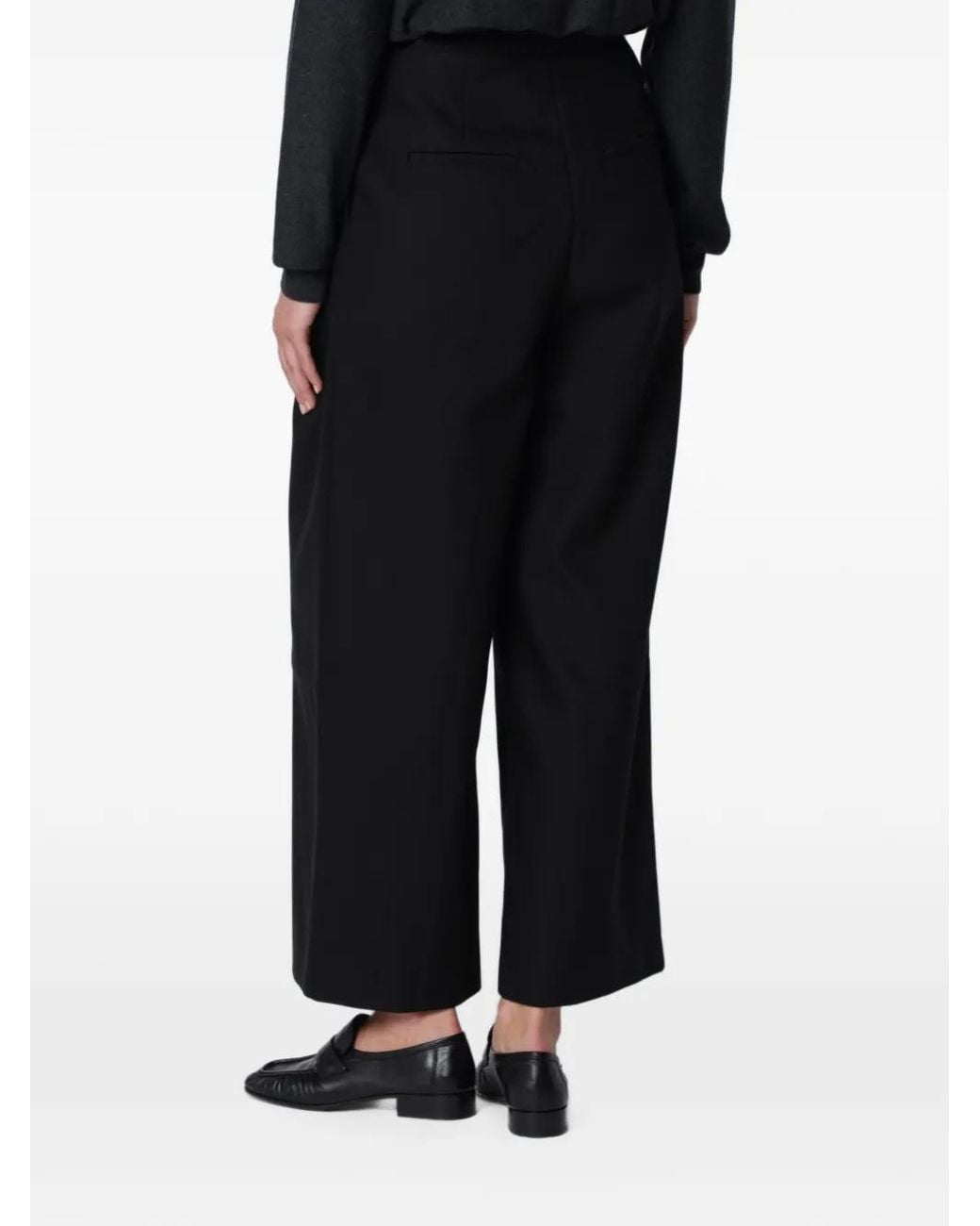 Source Unknown Black Leiko Pleated Cropped Trousers