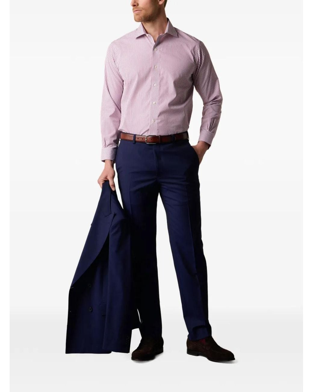 Brooks Brothers Purple Striped Spread-Collar Shirt for men