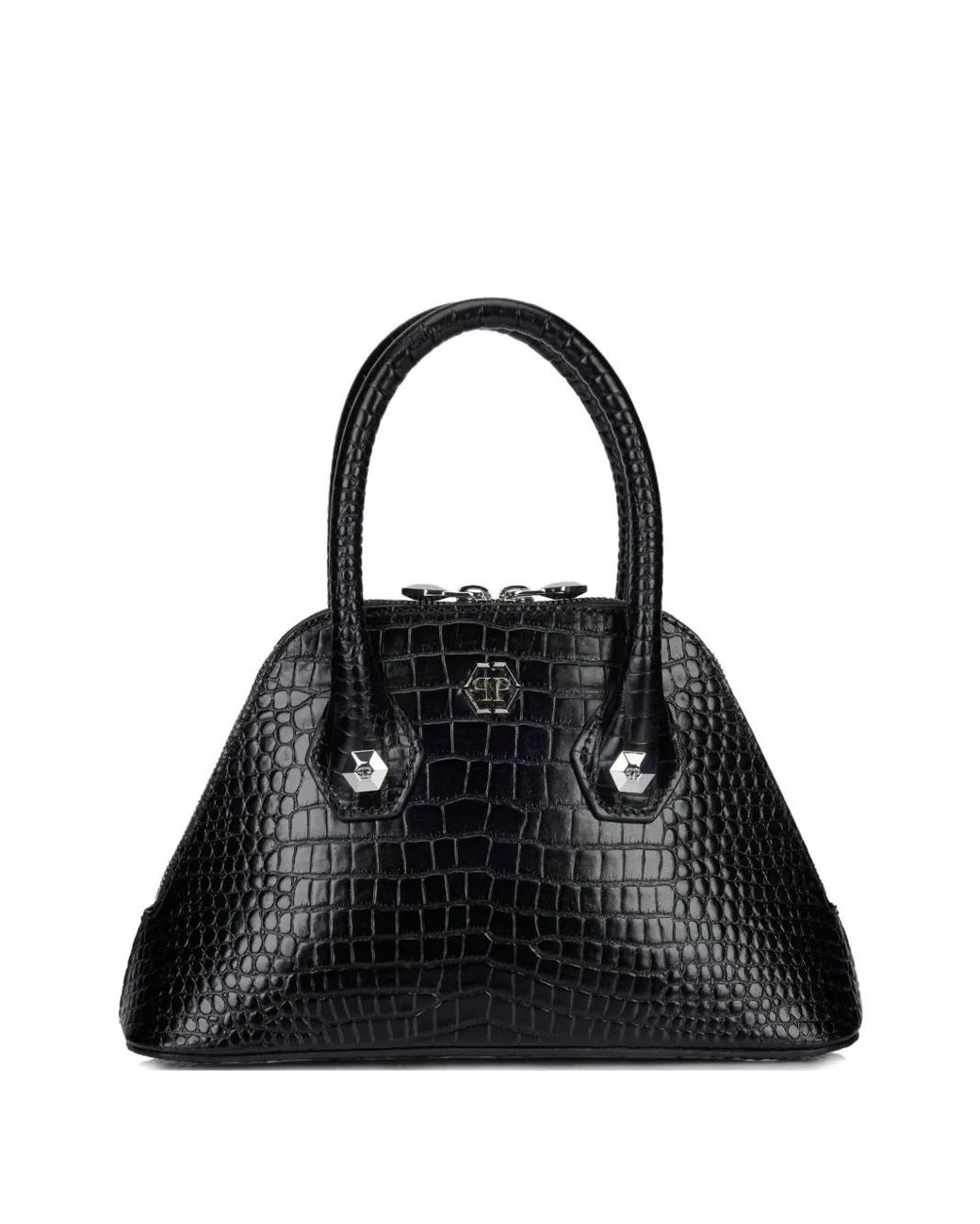 Philipp Plein Black Majestic Handbag Cocco Small