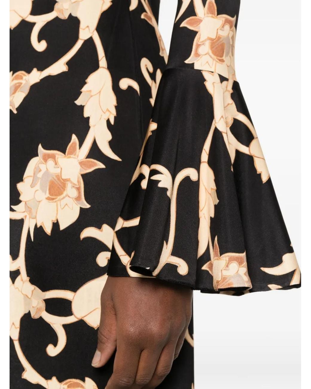 LaDoubleJ White Alba Floral-Print Fluted-Sleeve Dress