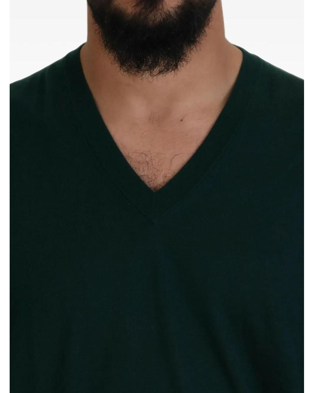 Dolce & Gabbana Green V-Neck Sweater for men