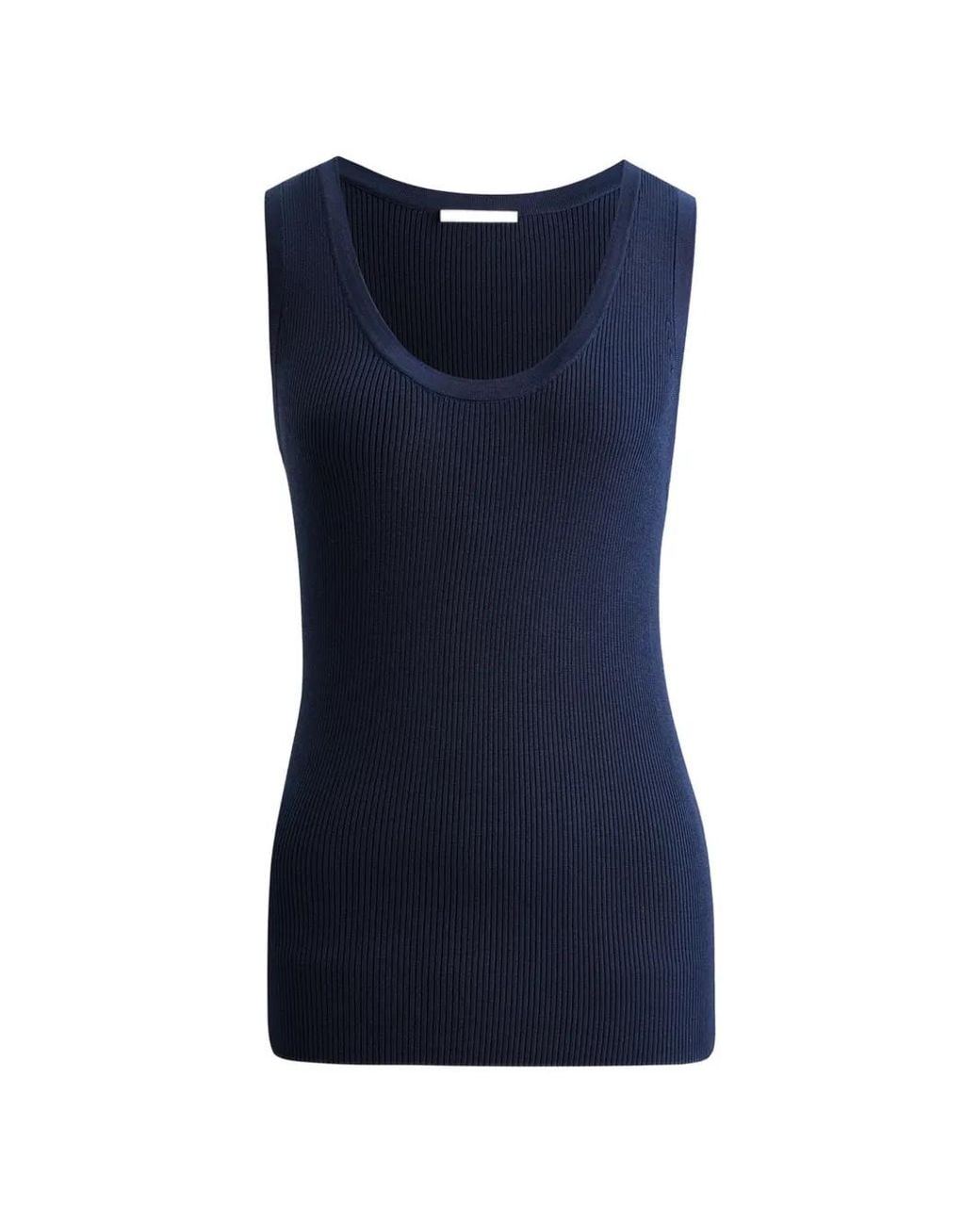 12 STOREEZ Blue Zoe Ribbed-Knit Tank Top