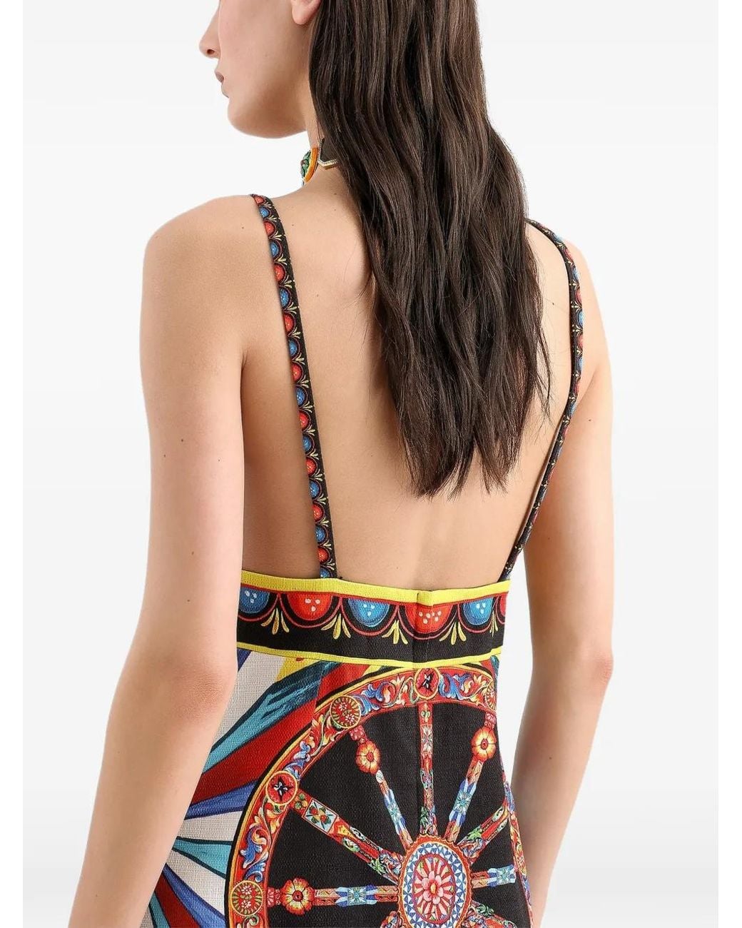 Dolce & Gabbana Red Carretto-Print Fabric Short Dress