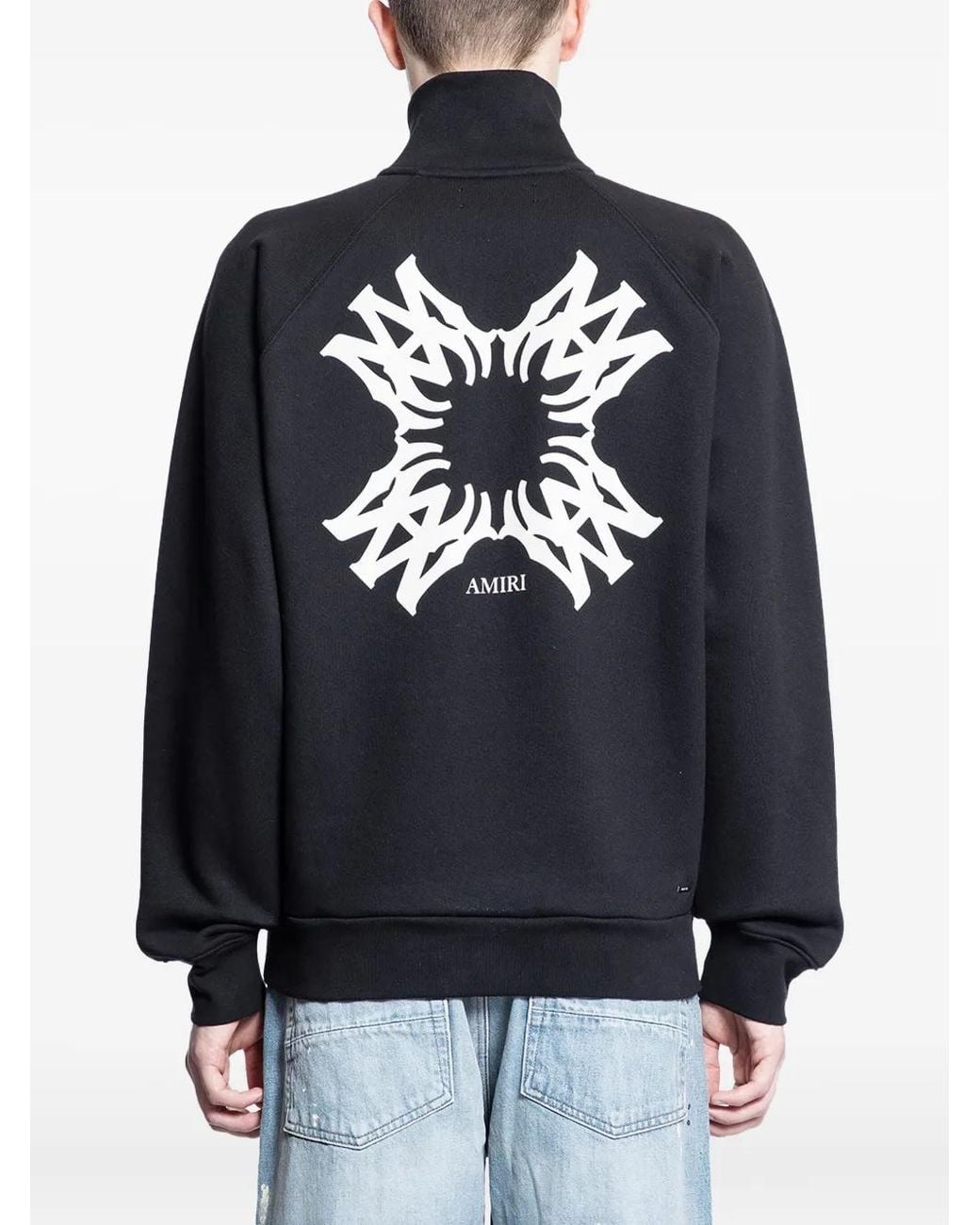 Amiri Black Graphic-Print Half-Zip Sweatshirt for men