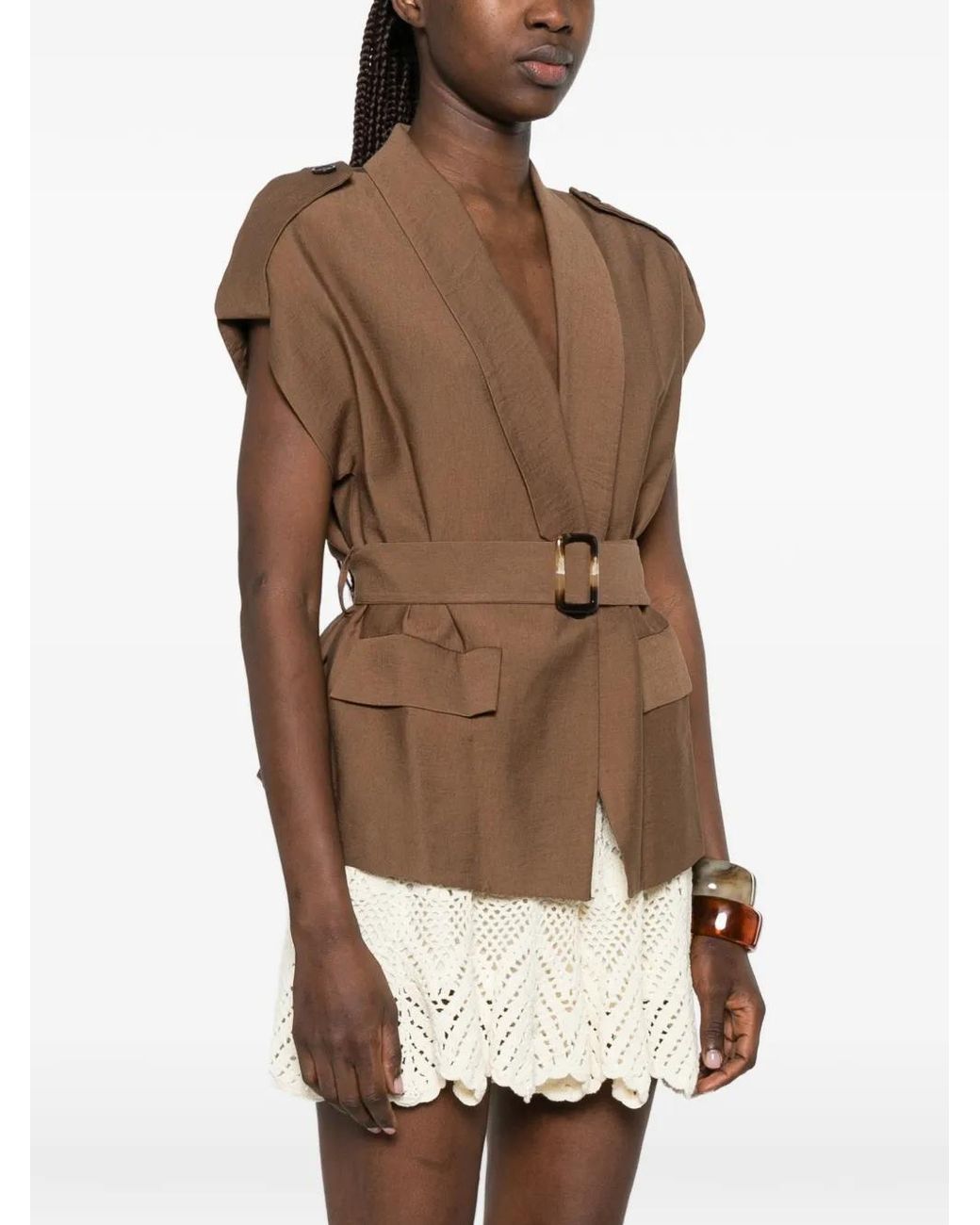 Dixie Brown Belted Epaulette Jacket