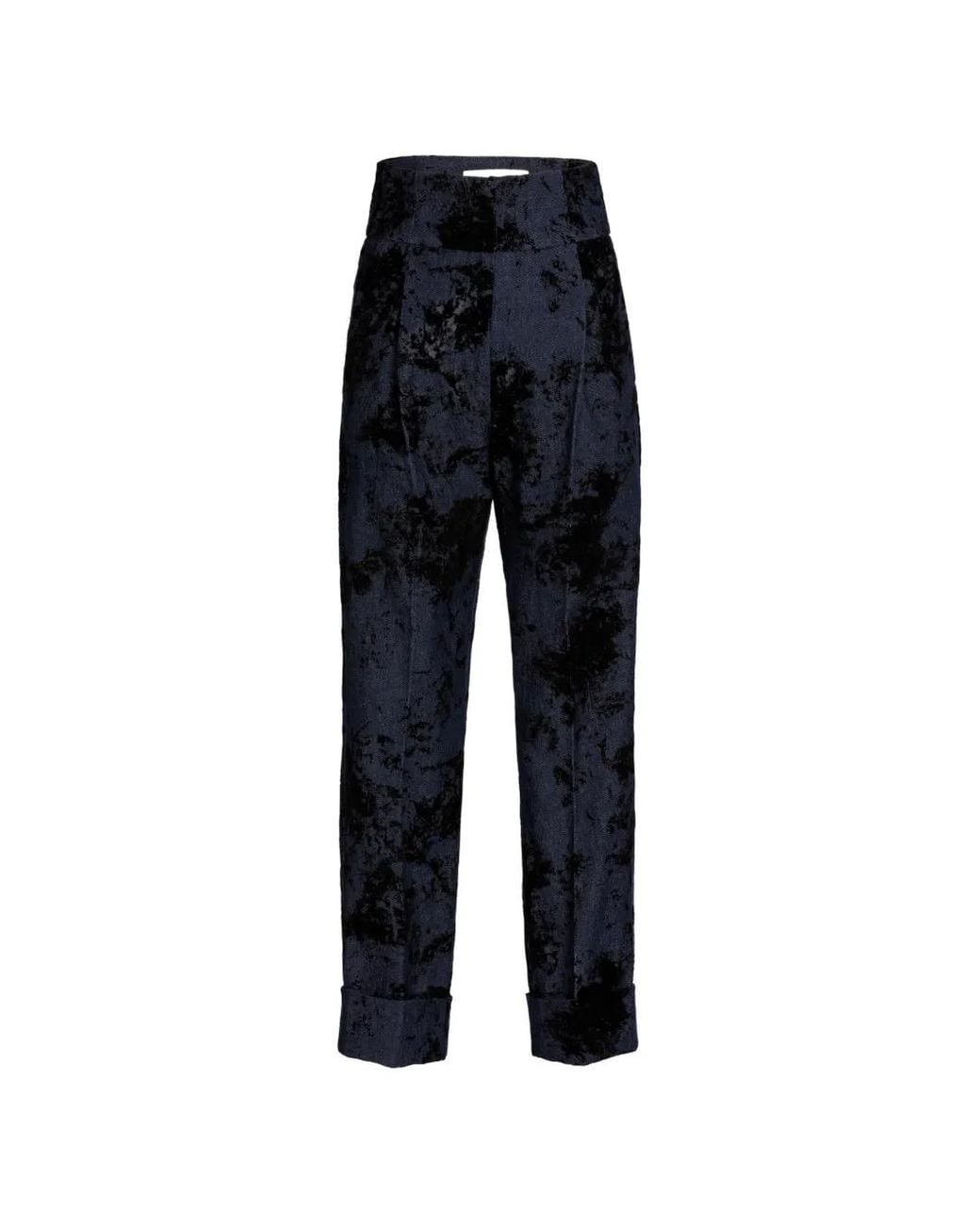 Silvia Tcherassi Black Moad Velvet-Effect Trousers