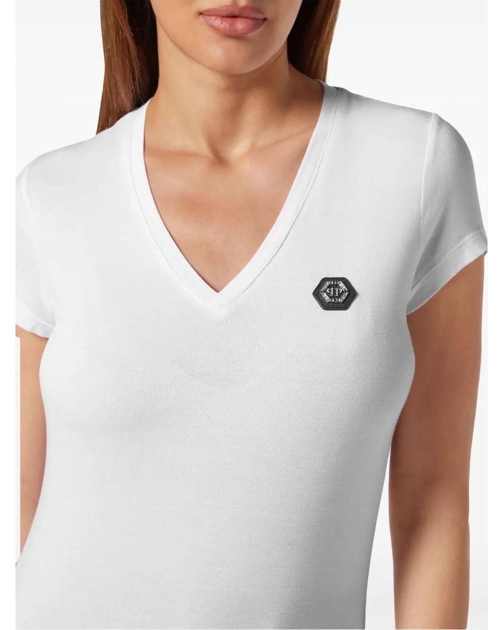 Philipp Plein White Logo-Appliquéd Cotton T-Shirt