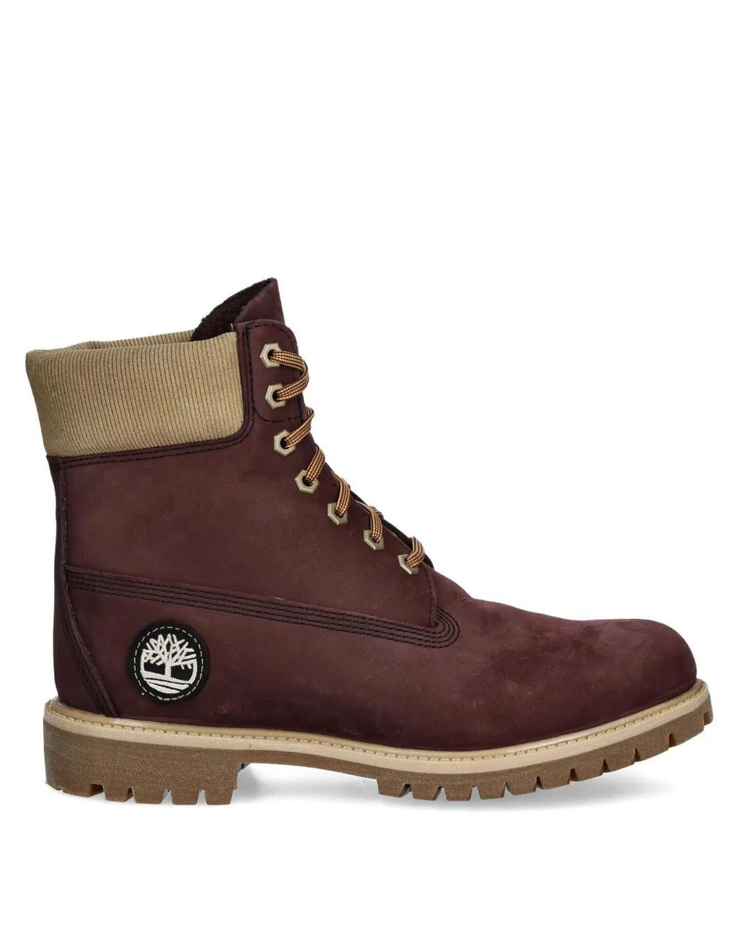 Timberland Brown Lace-Up Logo-Patch Boots for men