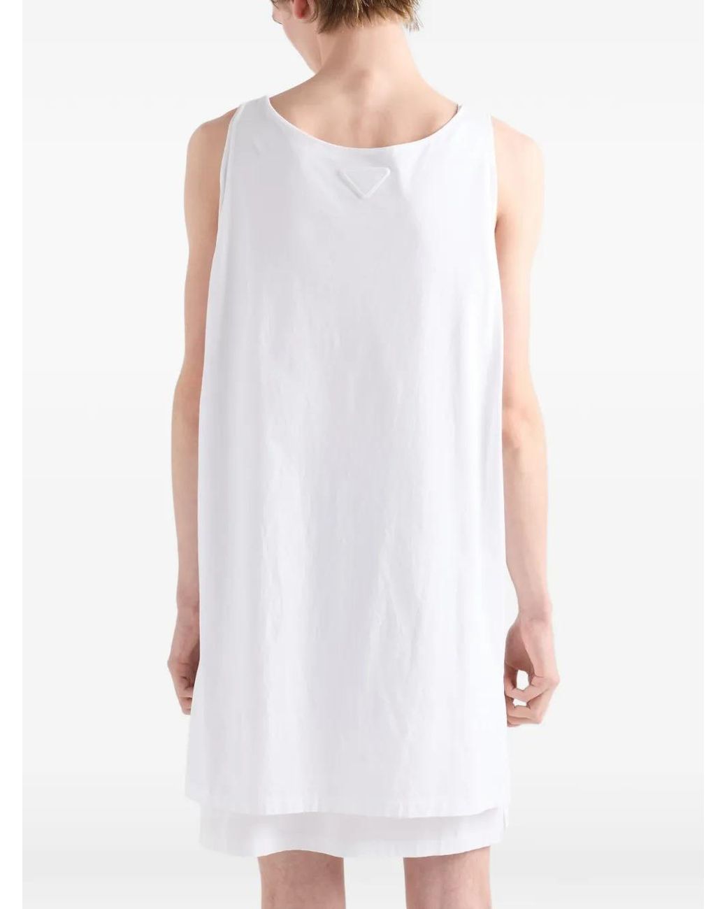 Prada White Printed Cotton Tank Top for men