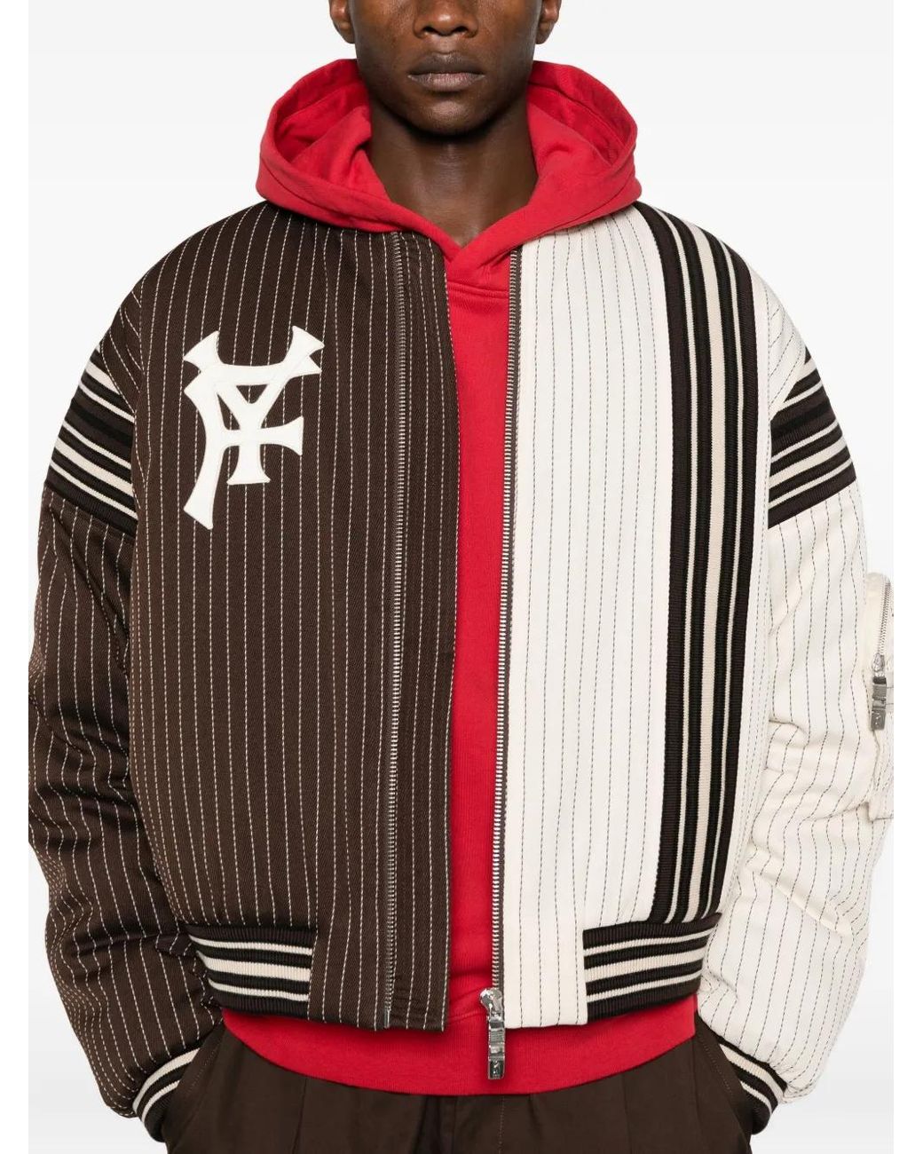 PDF Brown Pinstripe Zip-Up Jacket for men