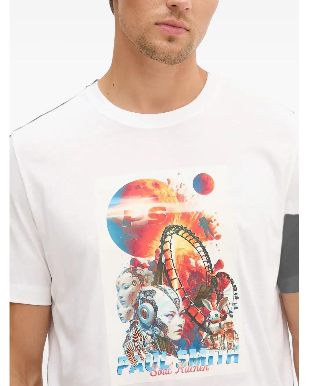 Paul Smith White Graphic-Print T-Shirt for men