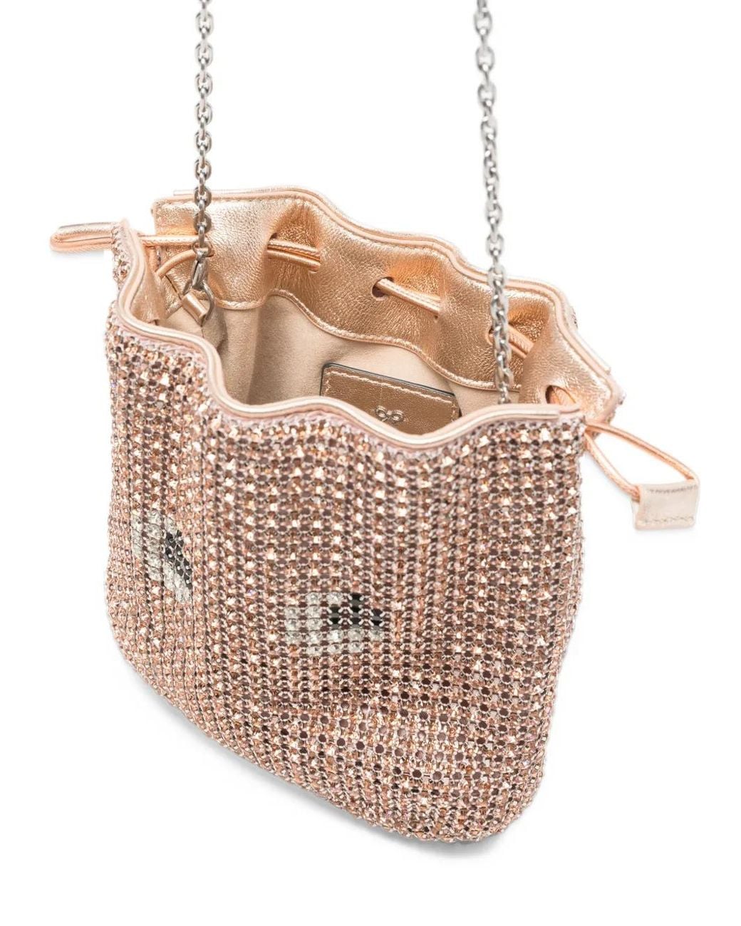 Anya Hindmarch White Crystal-Embellished Drawstring Shoulder Bag