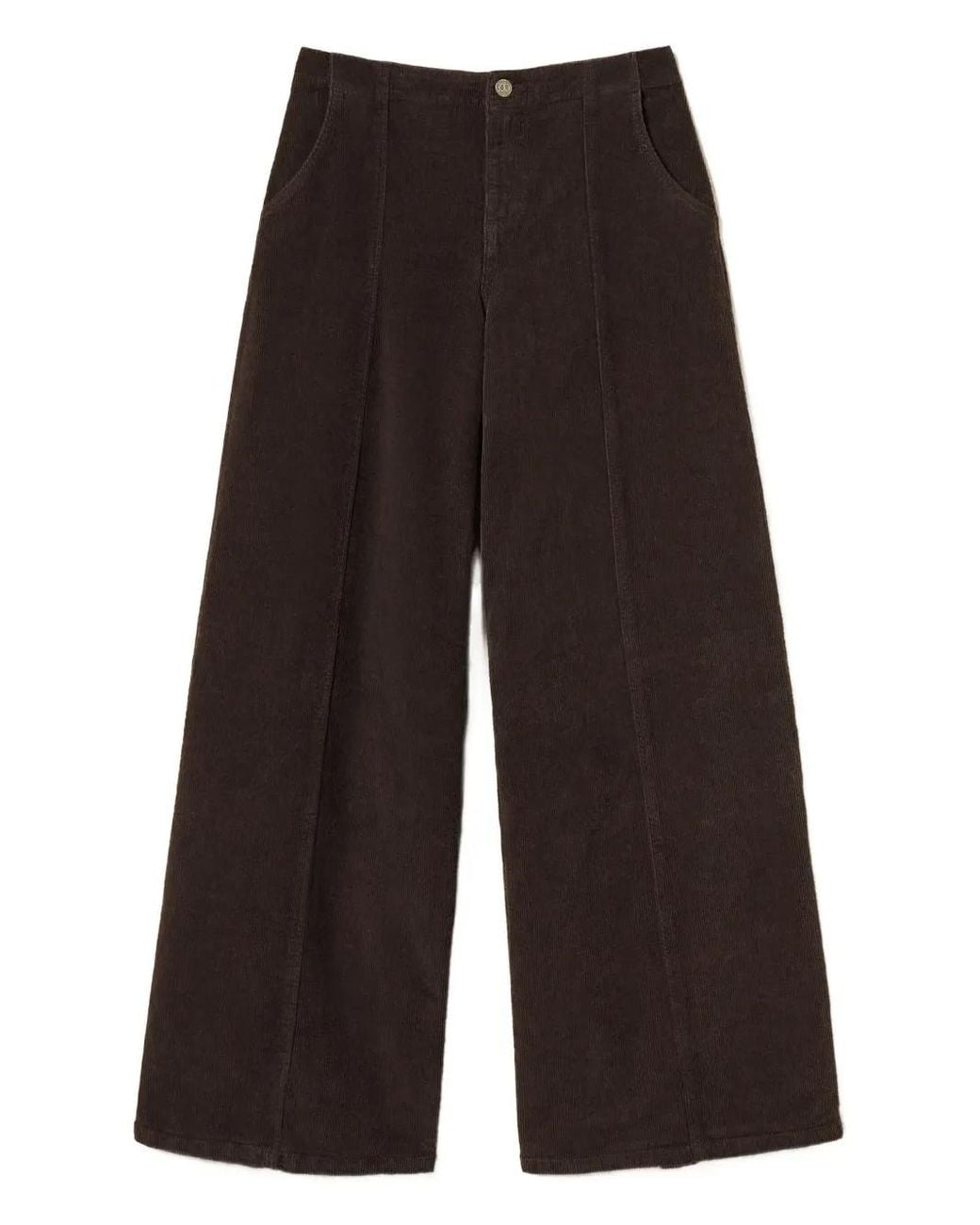Twinset Gray Wide-Leg Corduroy Trousers