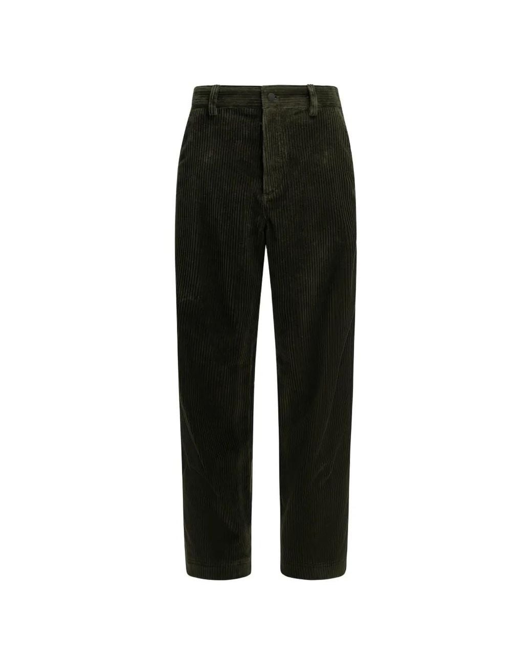 Moncler Black Corduroy Logo-Patch Trousers for men