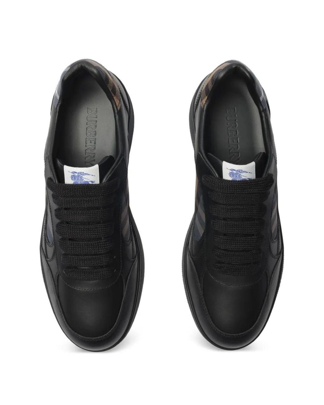 Burberry Black Leather And Check Terrace Sneakers for men