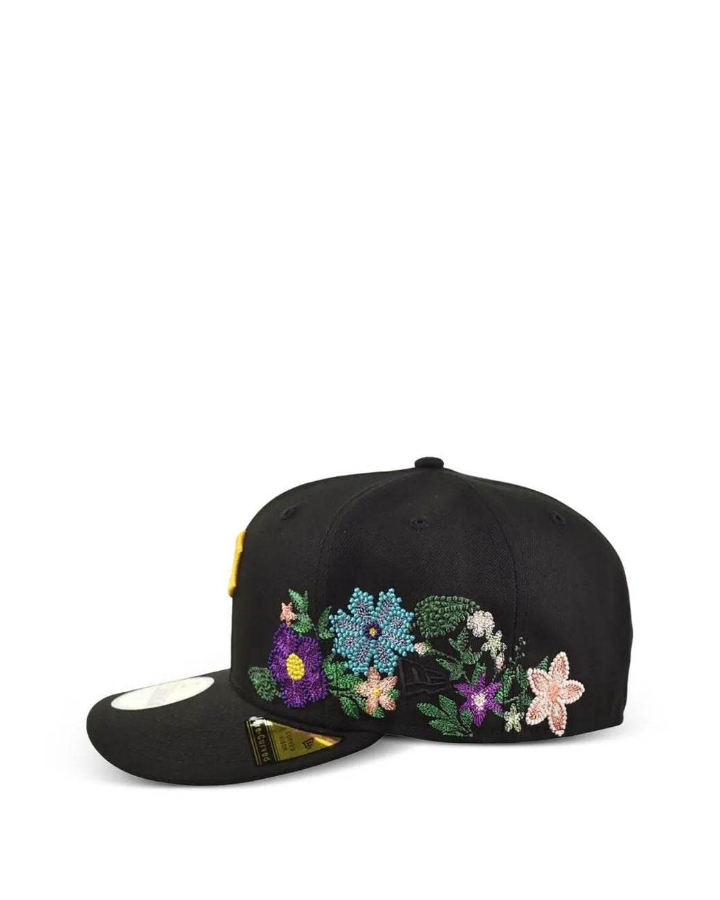 KTZ Black 59Fifty Tonal Florals Pittsburg Pirates Fitted Cap for men