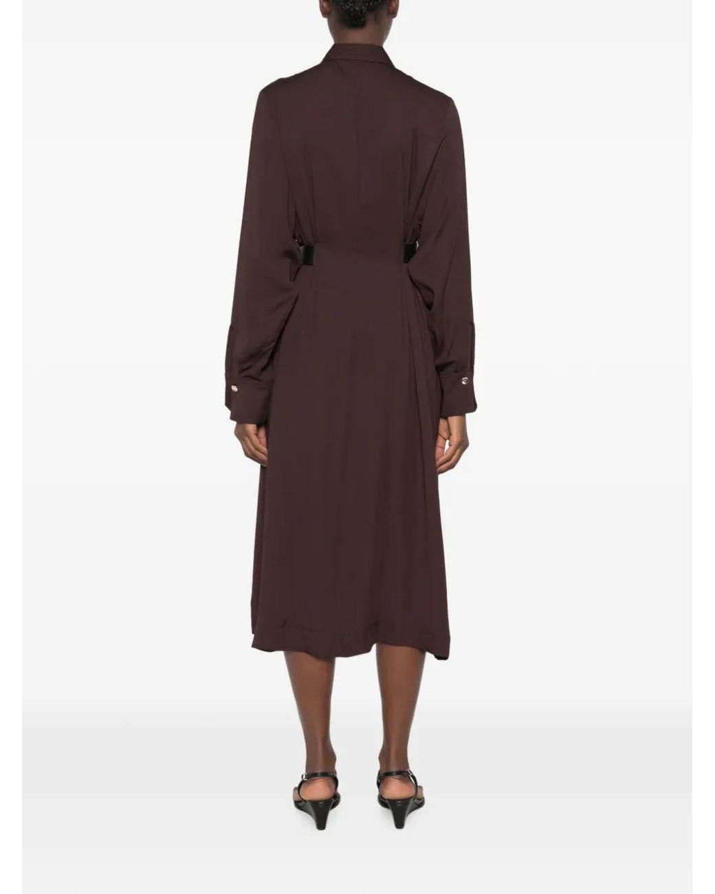 Imperial Purple Belted Button-Front Midi Dress