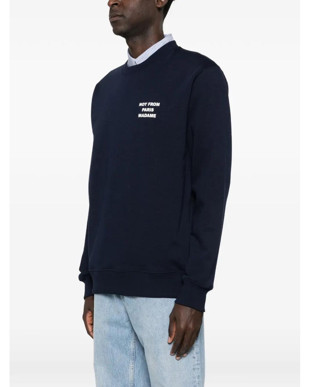 Drole de Monsieur Blue Slogan-Print Sweatshirt for men