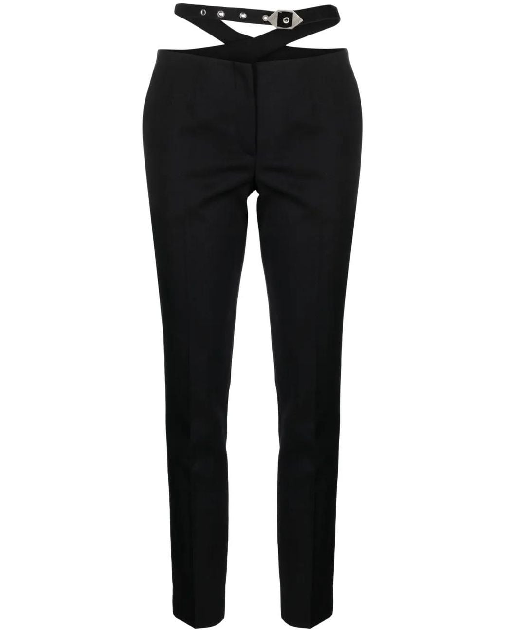 The Attico Black Waist-Strap Wool Trousers