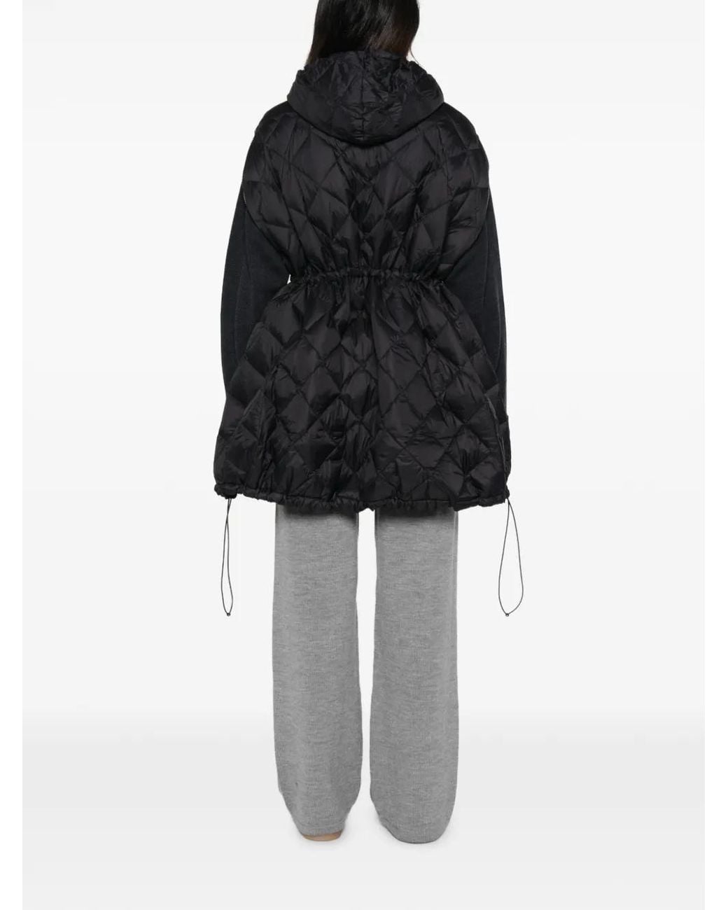 Taion Black Quilted Hooded Coat