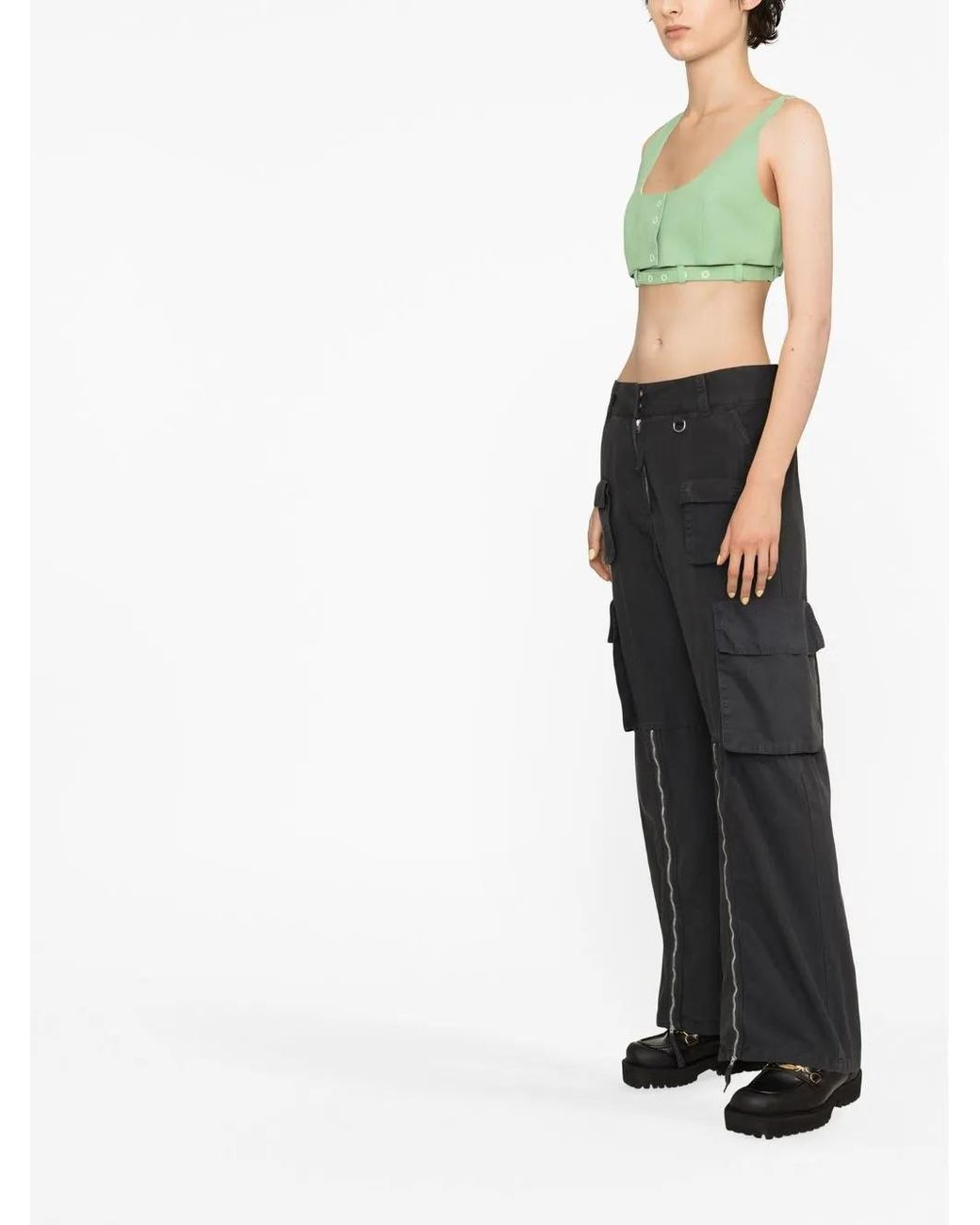 Ganni Green Ganni Organic Cotton Crop Top