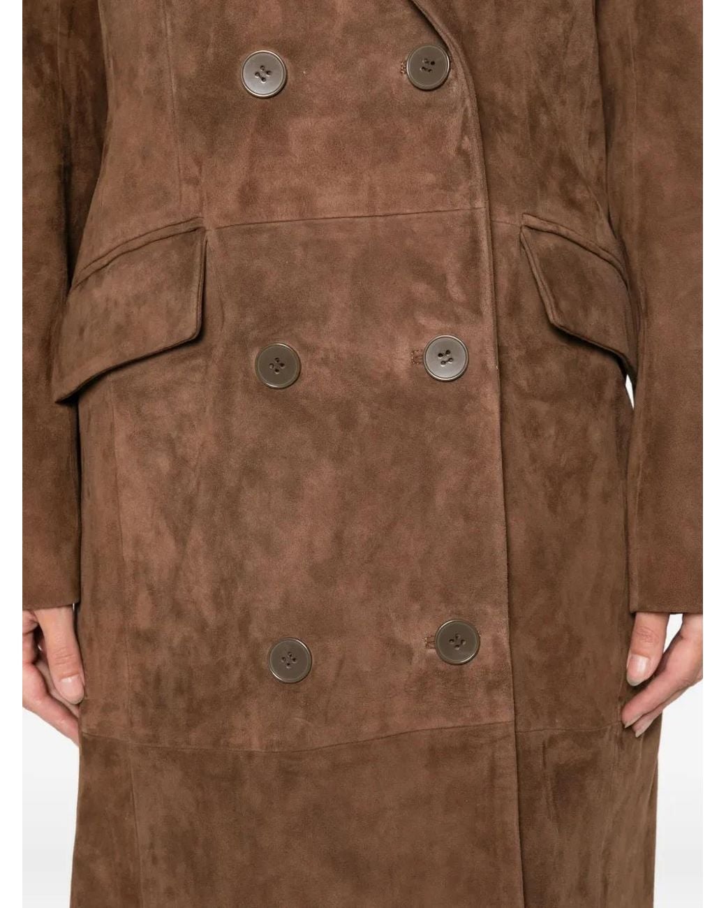 DUCIE Brown Manteau En Daim À Boutonnière Croisée Aggie