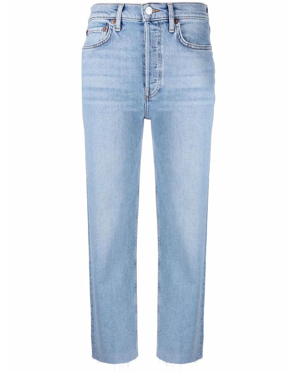 Re/done Blue Mid-Rise Straight Leg Jeans