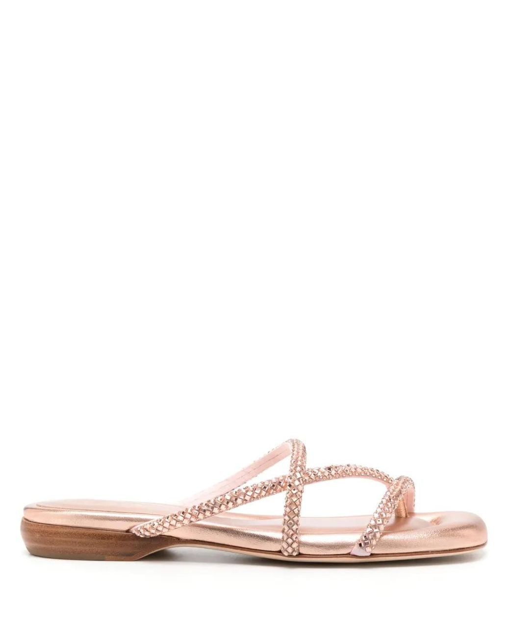 Ash Pink Rubis Crystal-Embellished Slides